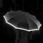 Paraplu met ringgesp, reflecterende veiligheidsstrip, robuust, winddicht, draagbaar voor op reis
